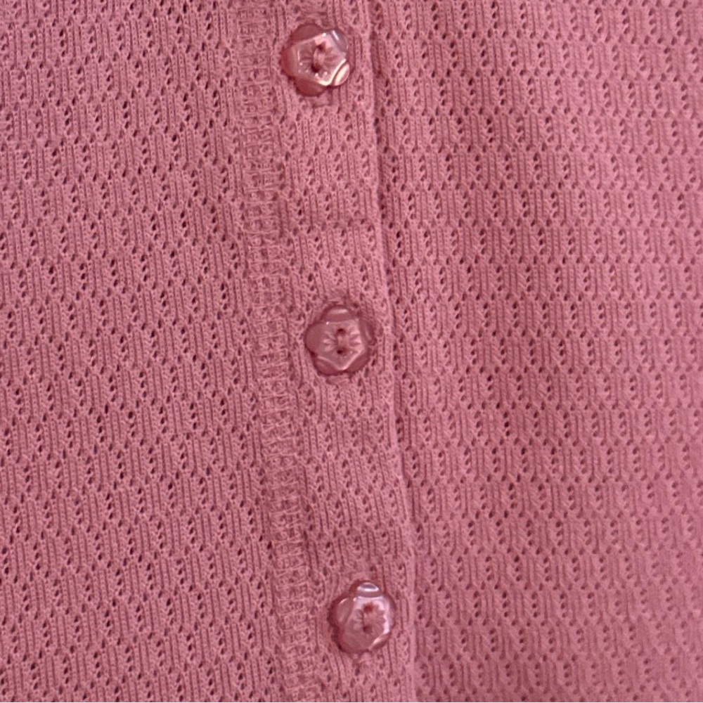 Vintage Pointelle Button Up Long Sleeve Cardigan Top 90s Coquette Soft Girl - Picture 7 of 9